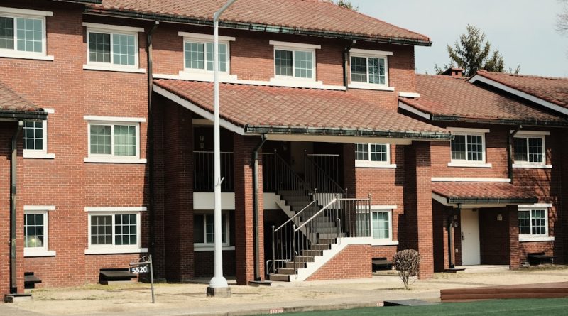 Modern student accommodation facility with smart technology integration and digital management systems