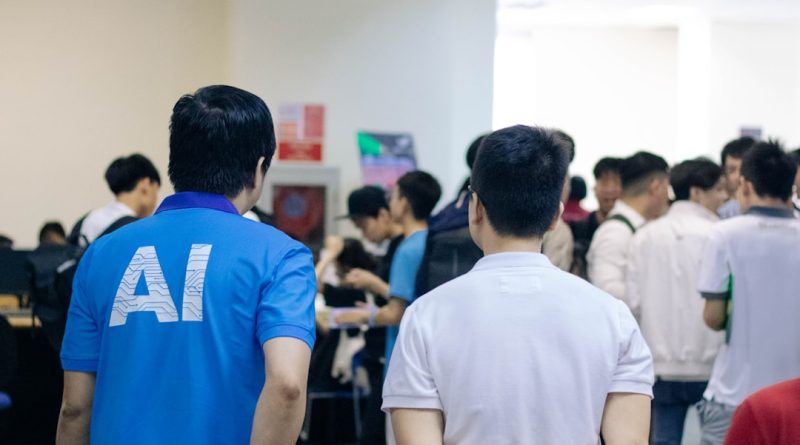 Student using AI tool on computer in modern classroom setting