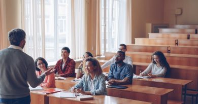 Diverse group of students in a classroom during a lesson