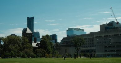 Indian students studying at a Canadian university campus with maple leaves and modern buildings