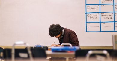 Teacher observing and interacting with students in classroom setting