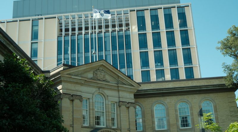 University of Toronto main campus building with students walking